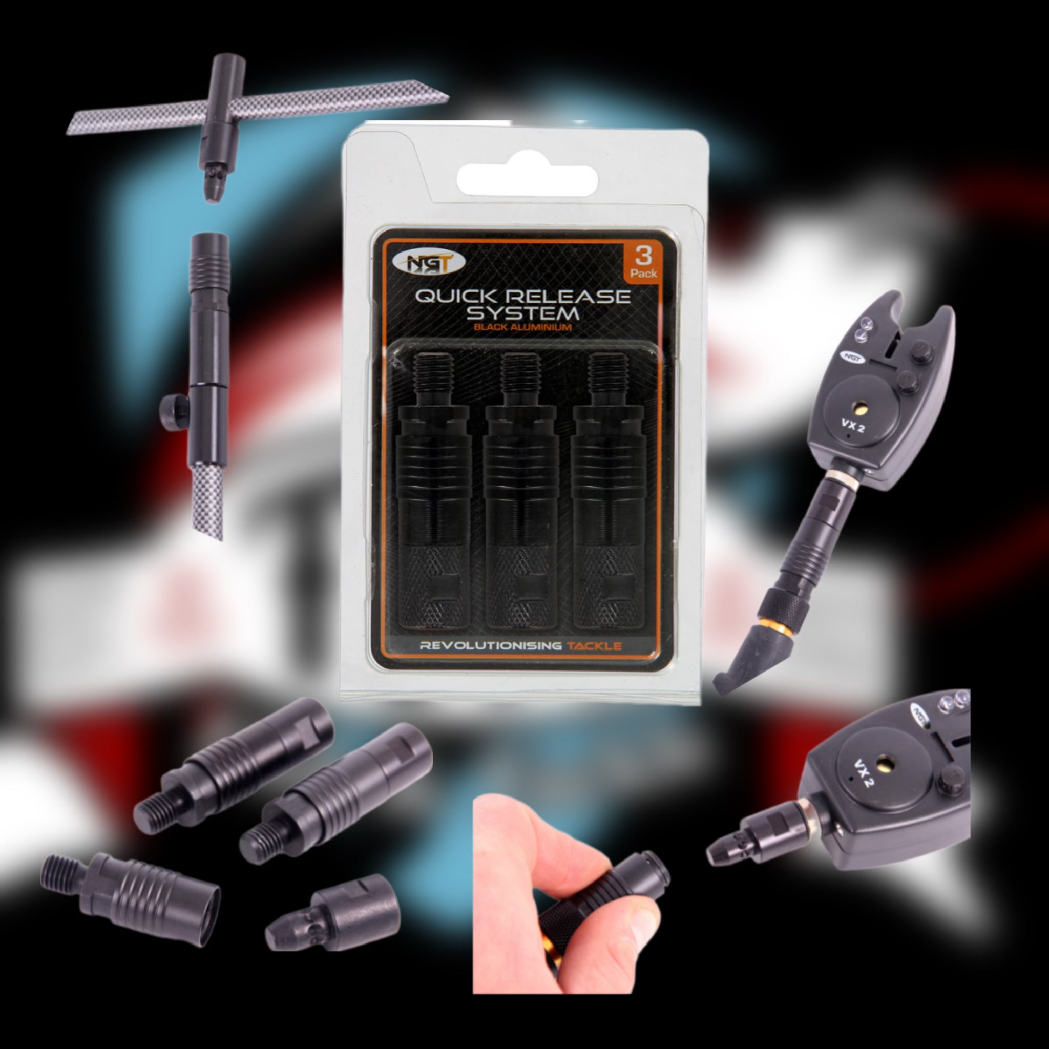 NGT Black Quick Release Systems Pack of 3